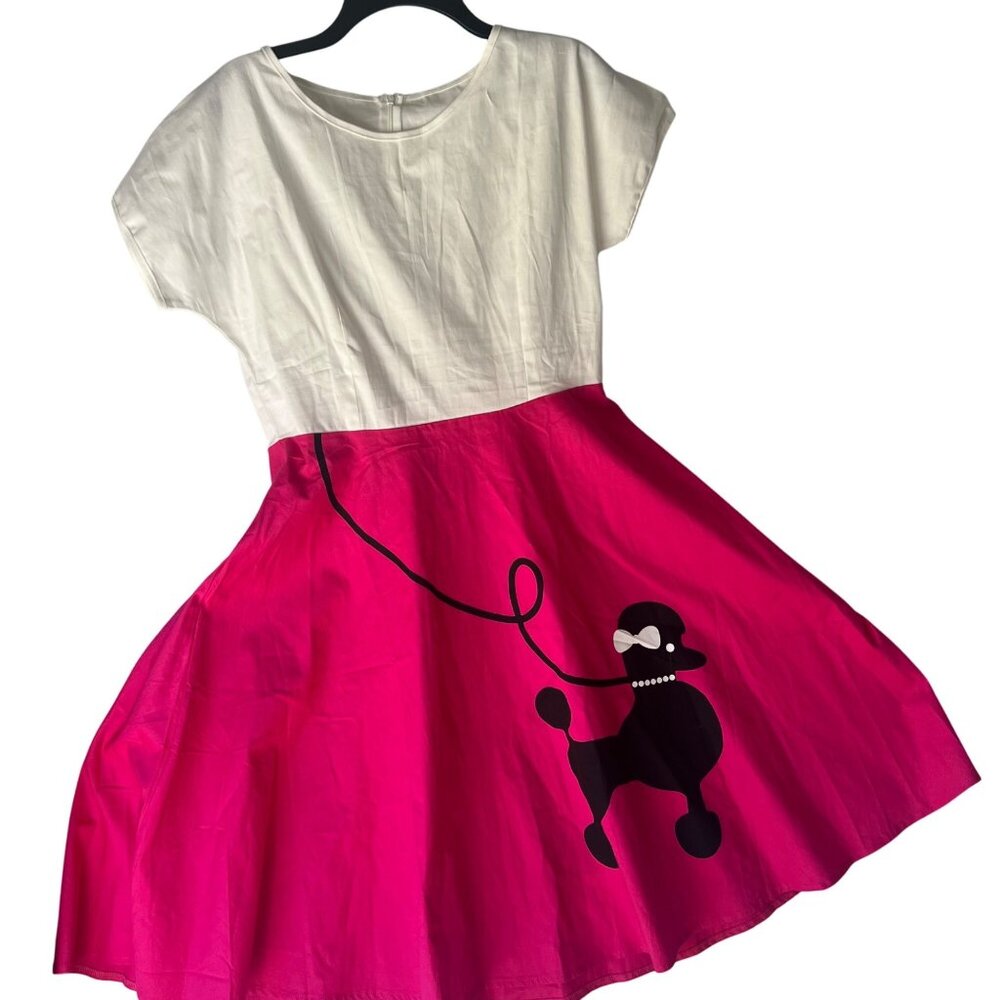 Poodle Skirt Dress Retro 50s Style Pink & White Dress Size XL